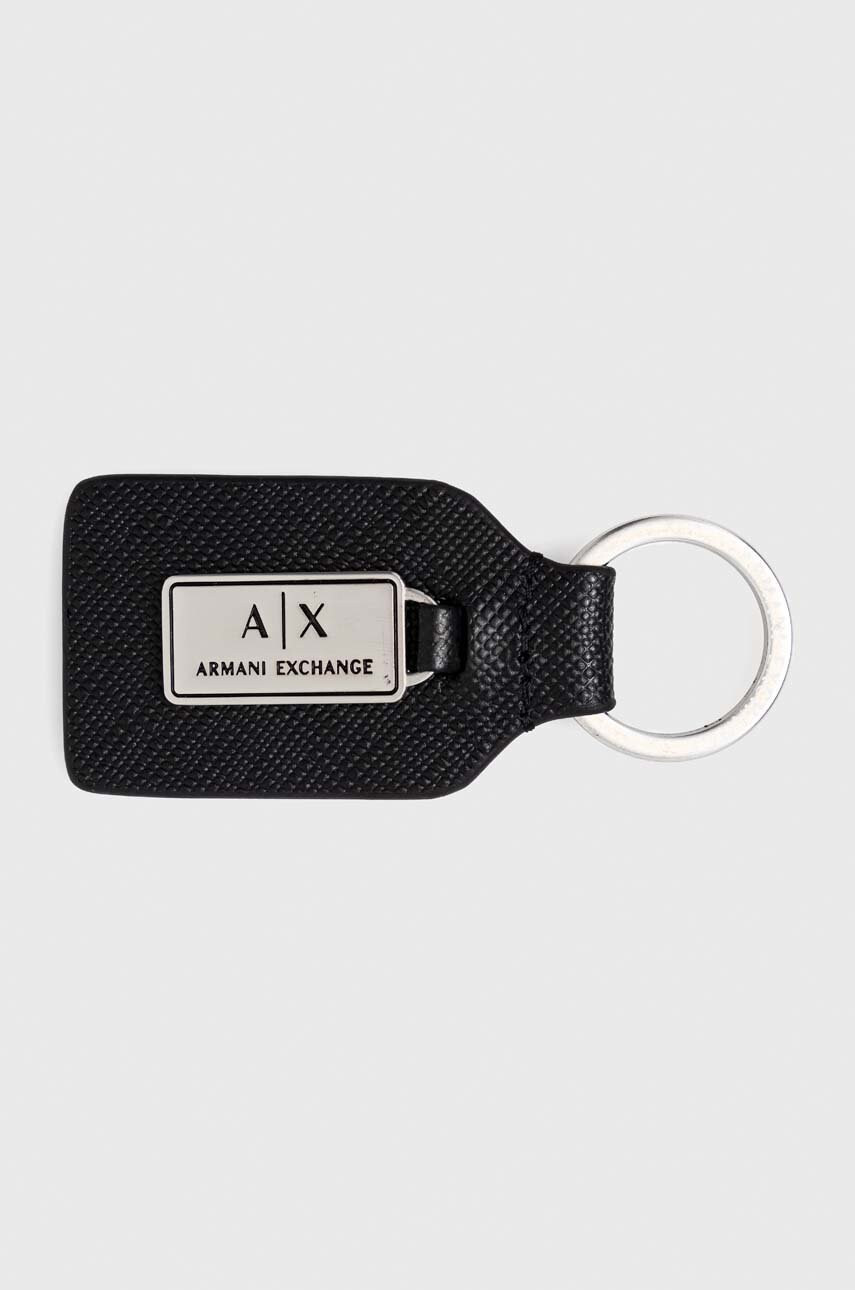 Armani Exchange Кожен портфейл и ключодържател в черно - Pepit.bg