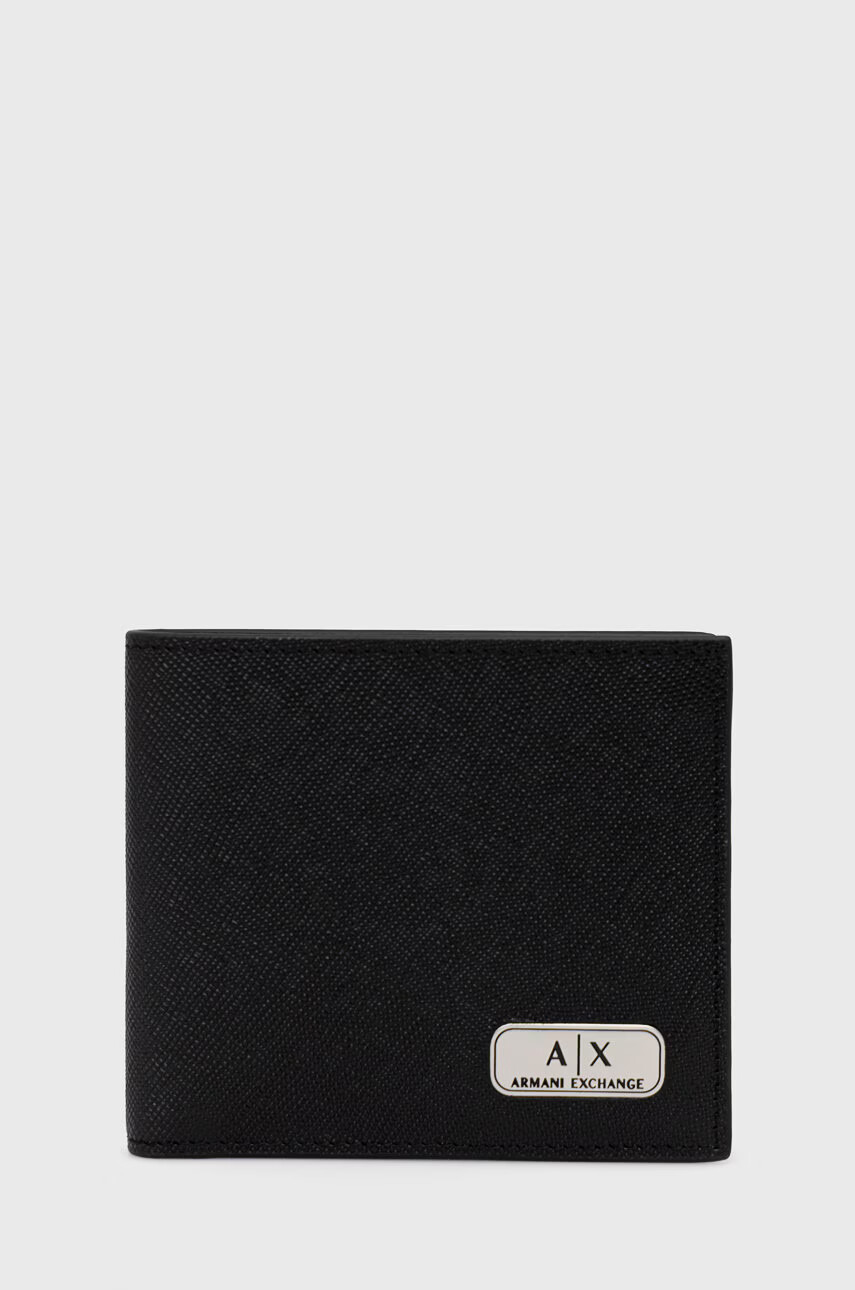 Armani Exchange Кожен портфейл мъжки в черно - Pepit.bg