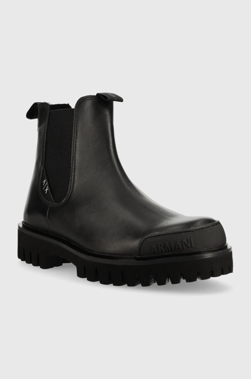 Armani Exchange Кожени боти челси в черно XUM009 XV617 00002 - Pepit.bg