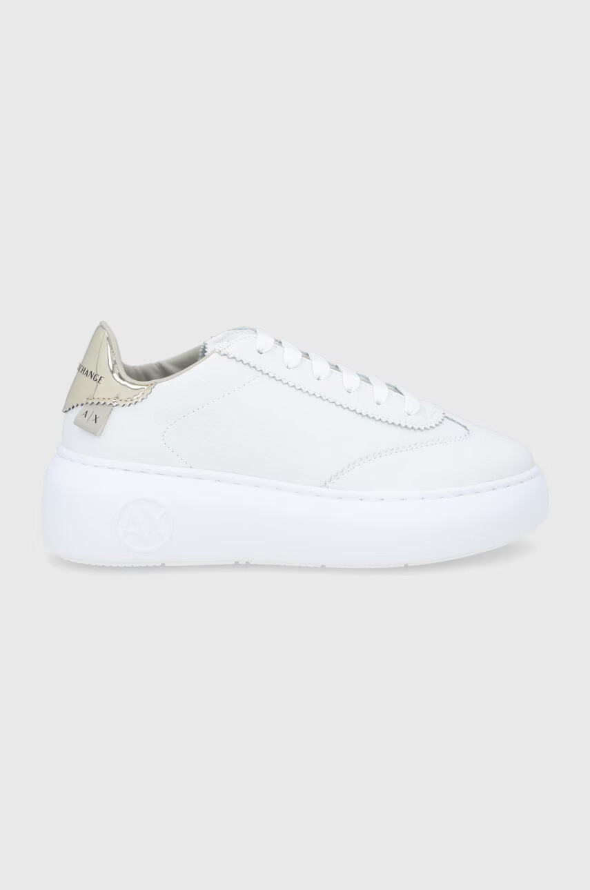 Armani Exchange Кожени обувки в бяло с платформа - Pepit.bg
