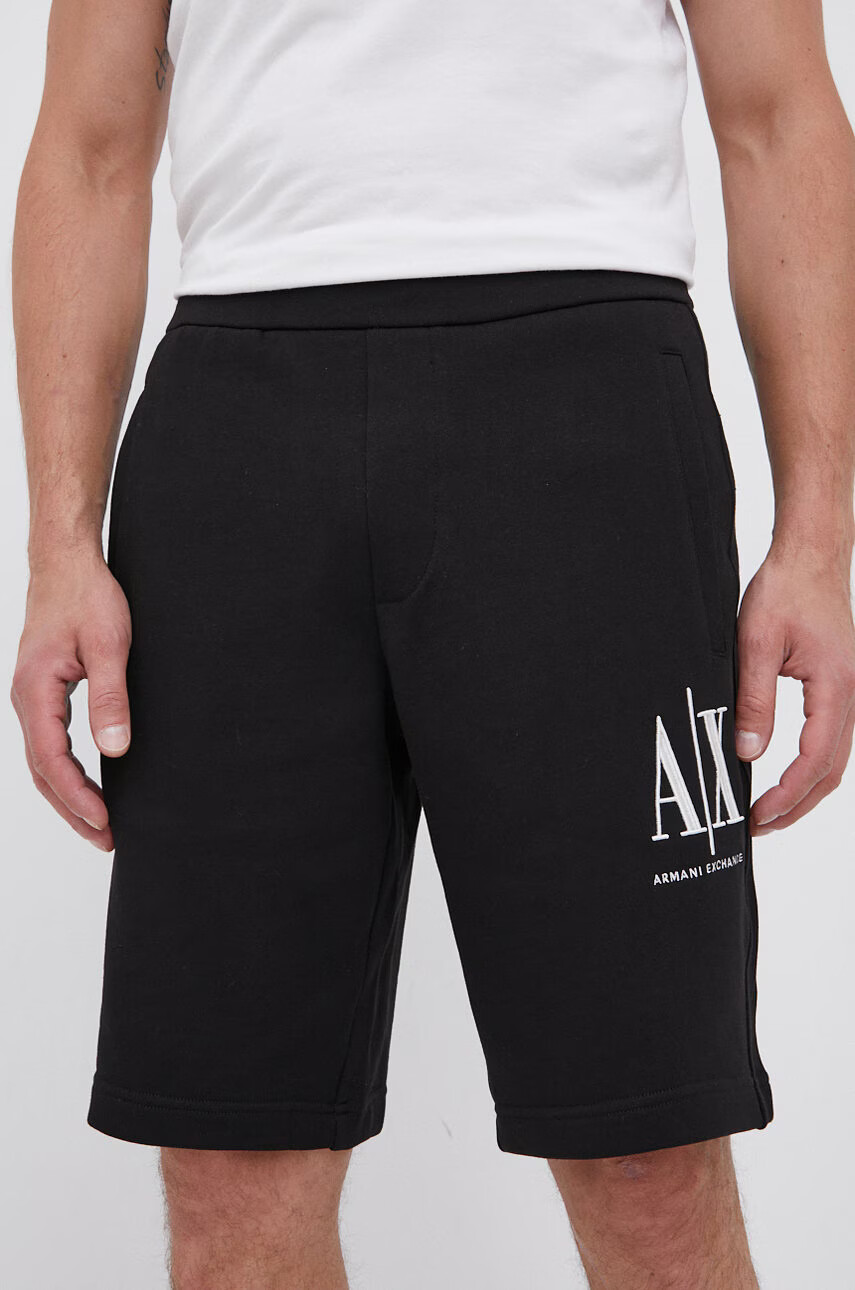 Armani Exchange Къс панталон мъжки в черно - Pepit.bg