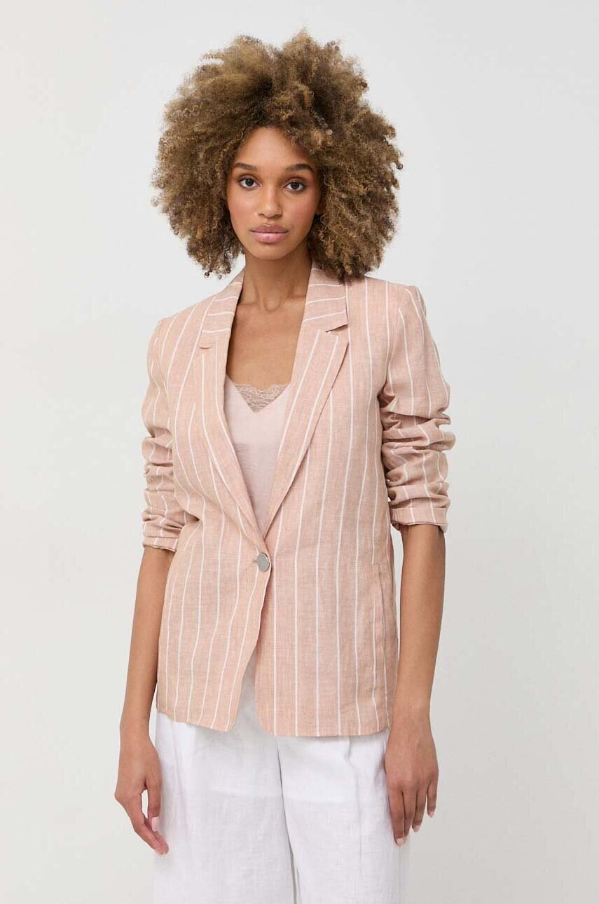 Armani Exchange Ленено сако в бежово с едно копче с десен - Pepit.bg