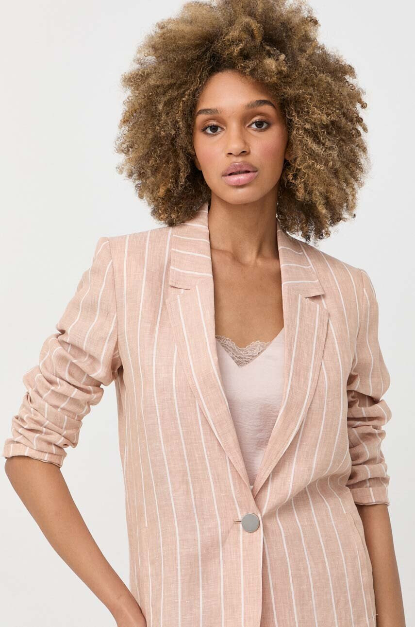 Armani Exchange Ленено сако в бежово с едно копче с десен - Pepit.bg