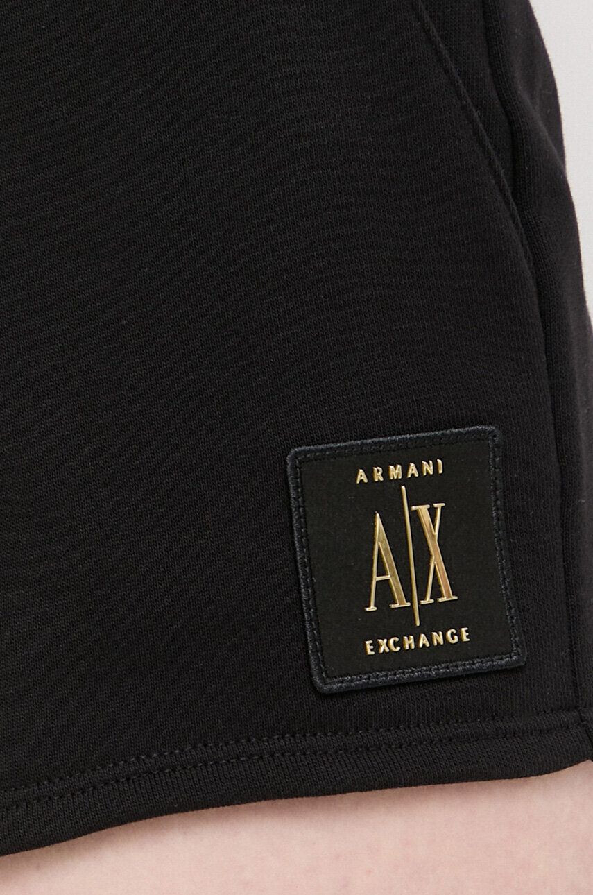 Armani Exchange Памучен къс панталон в черно с апликация със стандартна талия - Pepit.bg