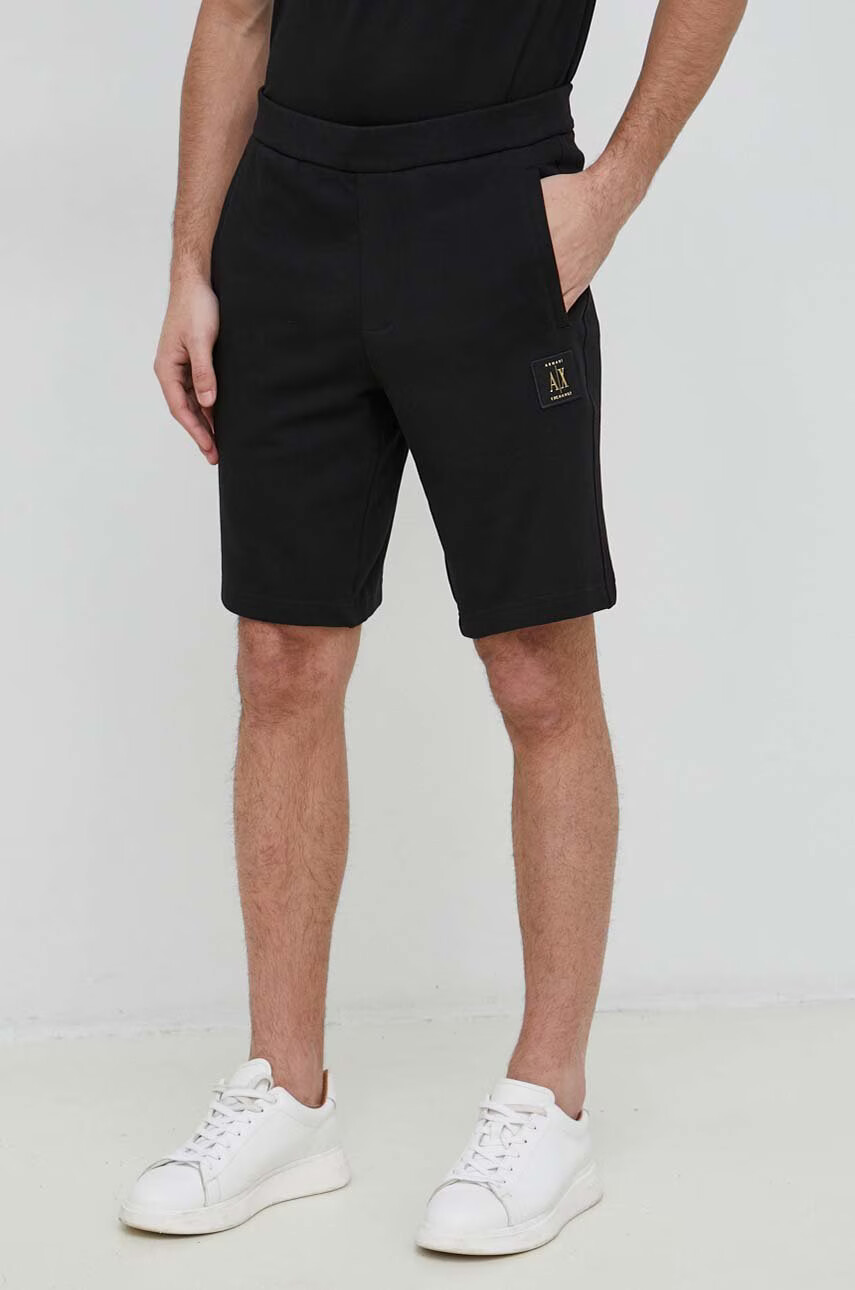 Armani Exchange Памучен къс панталон в черно - Pepit.bg
