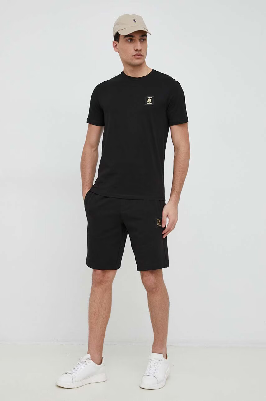 Armani Exchange Памучен къс панталон в черно - Pepit.bg