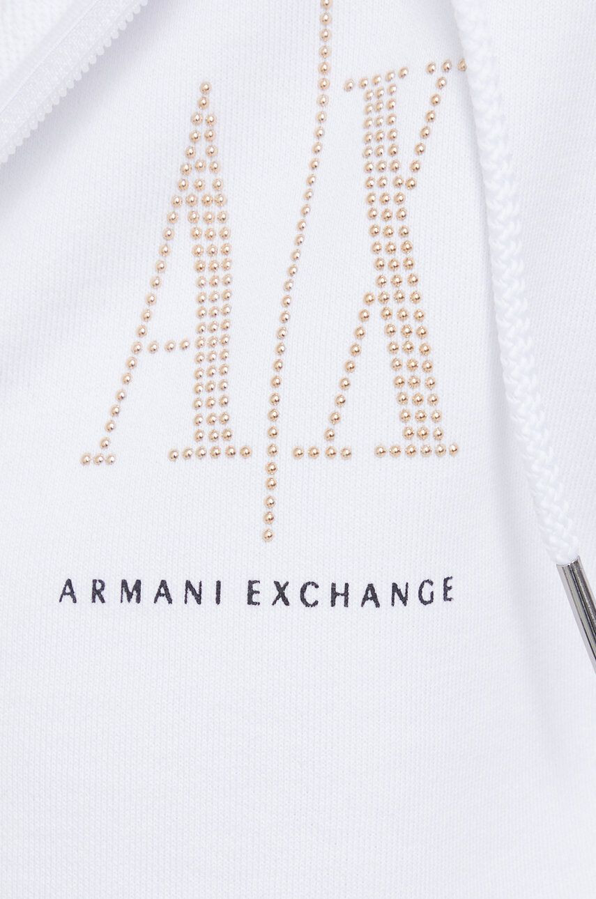 Armani Exchange Памучен суичър в зелено с качулка с изчистен дизайн - Pepit.bg