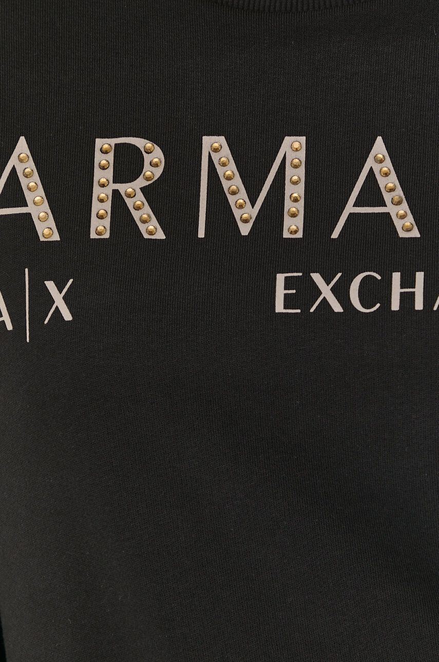 Armani Exchange Памучен суичър в черно с принт - Pepit.bg