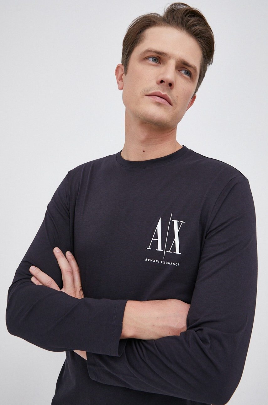 Armani Exchange Памучна блуза с дълги ръкави - Pepit.bg