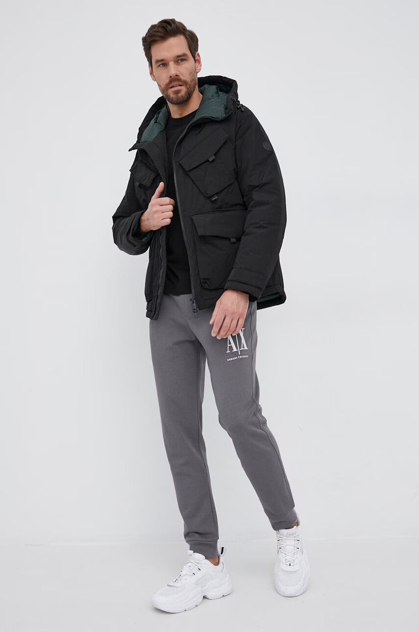 Armani Exchange Памучна блуза с дълги ръкави в черно с принт - Pepit.bg