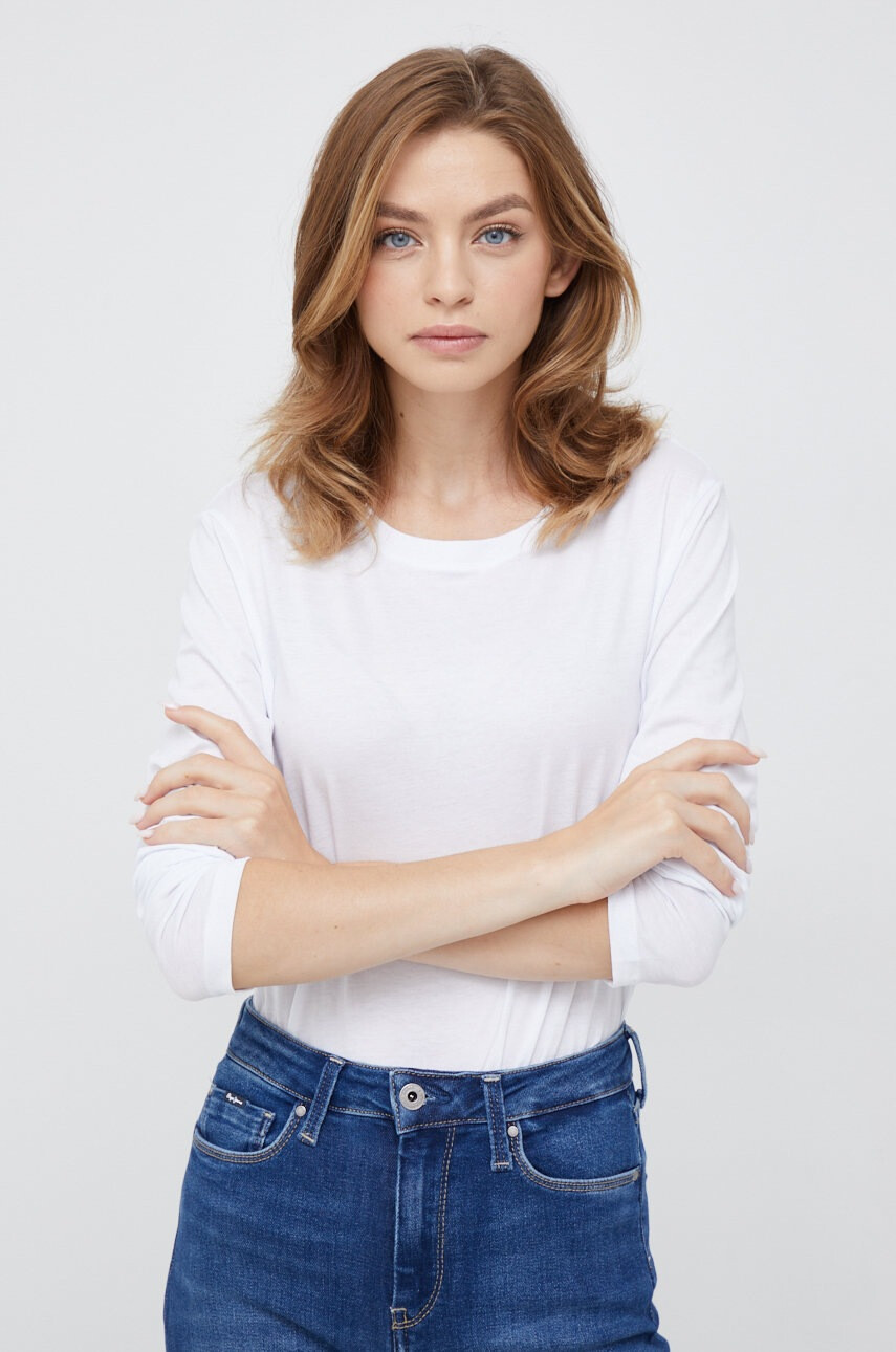 Armani Exchange Памучна блуза с дълги ръкави в бяло - Pepit.bg