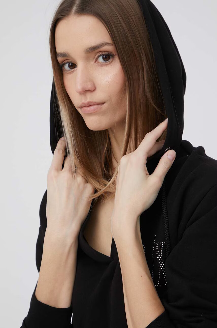 Armani Exchange Памучна рокля в черно къс модел с уголемена кройка - Pepit.bg