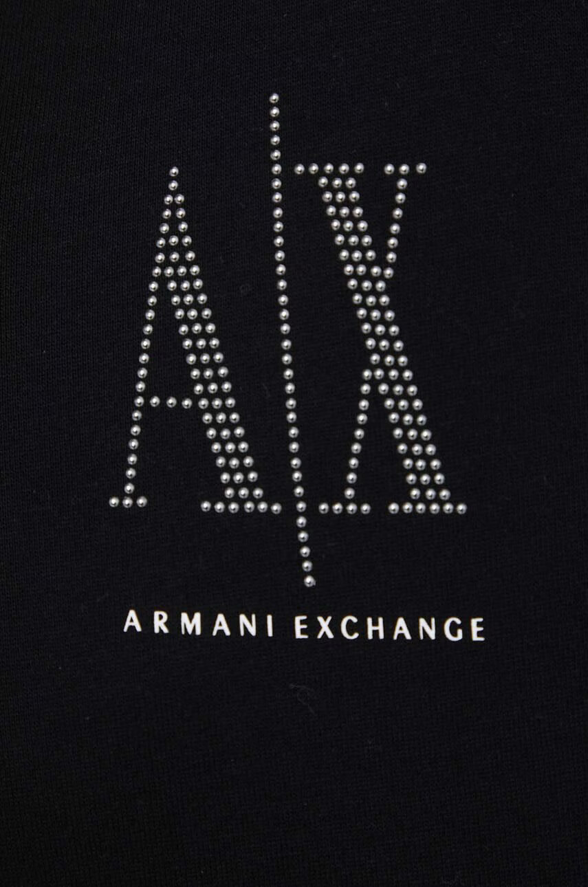 Armani Exchange Памучна рокля в черно къс модел с уголемена кройка - Pepit.bg