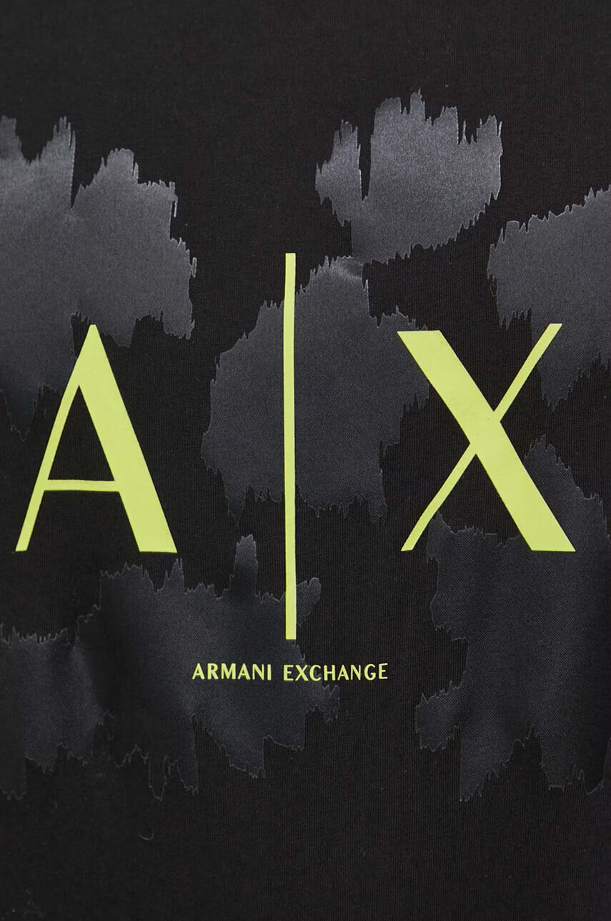 Armani Exchange Памучна рокля в черно къс модел с уголемена кройка - Pepit.bg