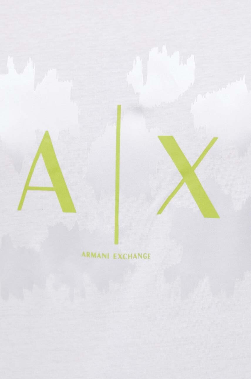 Armani Exchange Памучна рокля в бяло къс модел с уголемена кройка - Pepit.bg