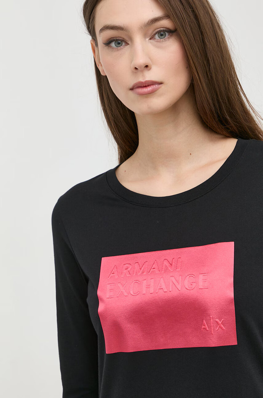 Armani Exchange Памучна рокля в черно среднодълъг модел със стандартна кройка - Pepit.bg