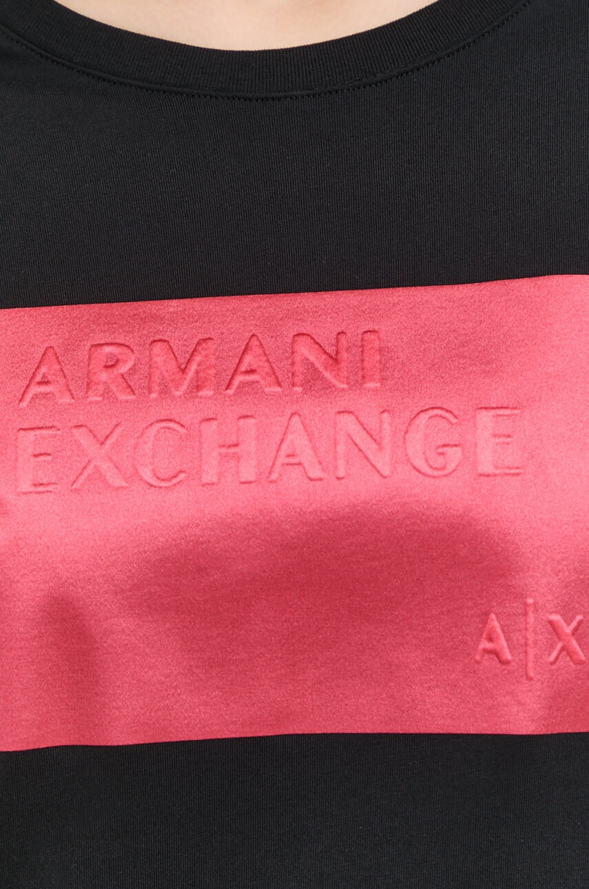 Armani Exchange Памучна рокля в черно среднодълъг модел със стандартна кройка - Pepit.bg