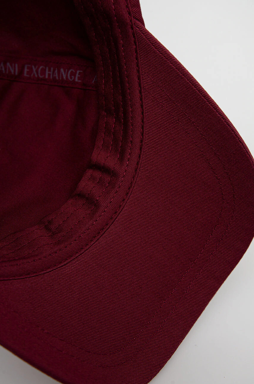 Armani Exchange Памучна шапка в бордо с апликация - Pepit.bg
