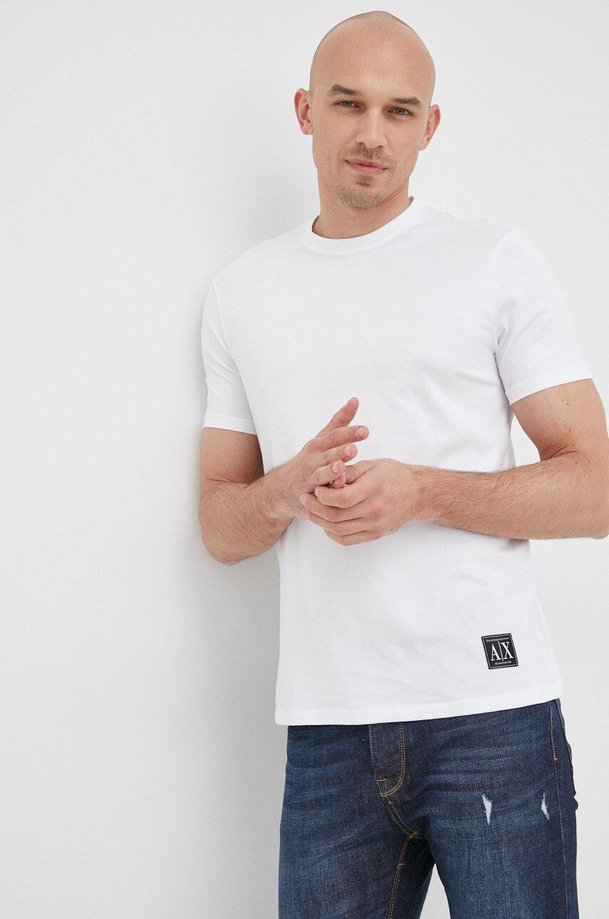 Armani Exchange Памучна тениска в черно - Pepit.bg