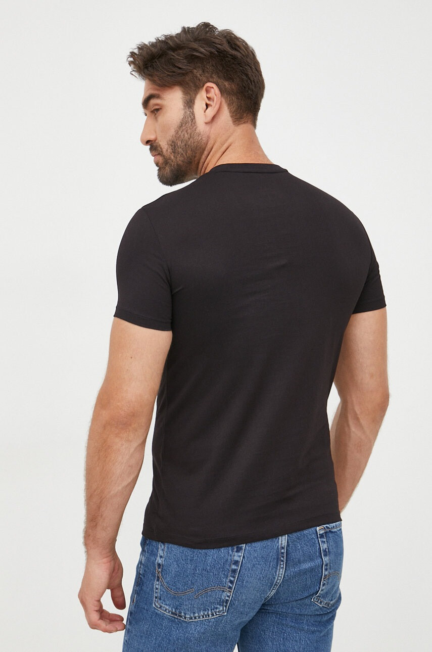 Armani Exchange Памучна тениска в черно с апликация - Pepit.bg