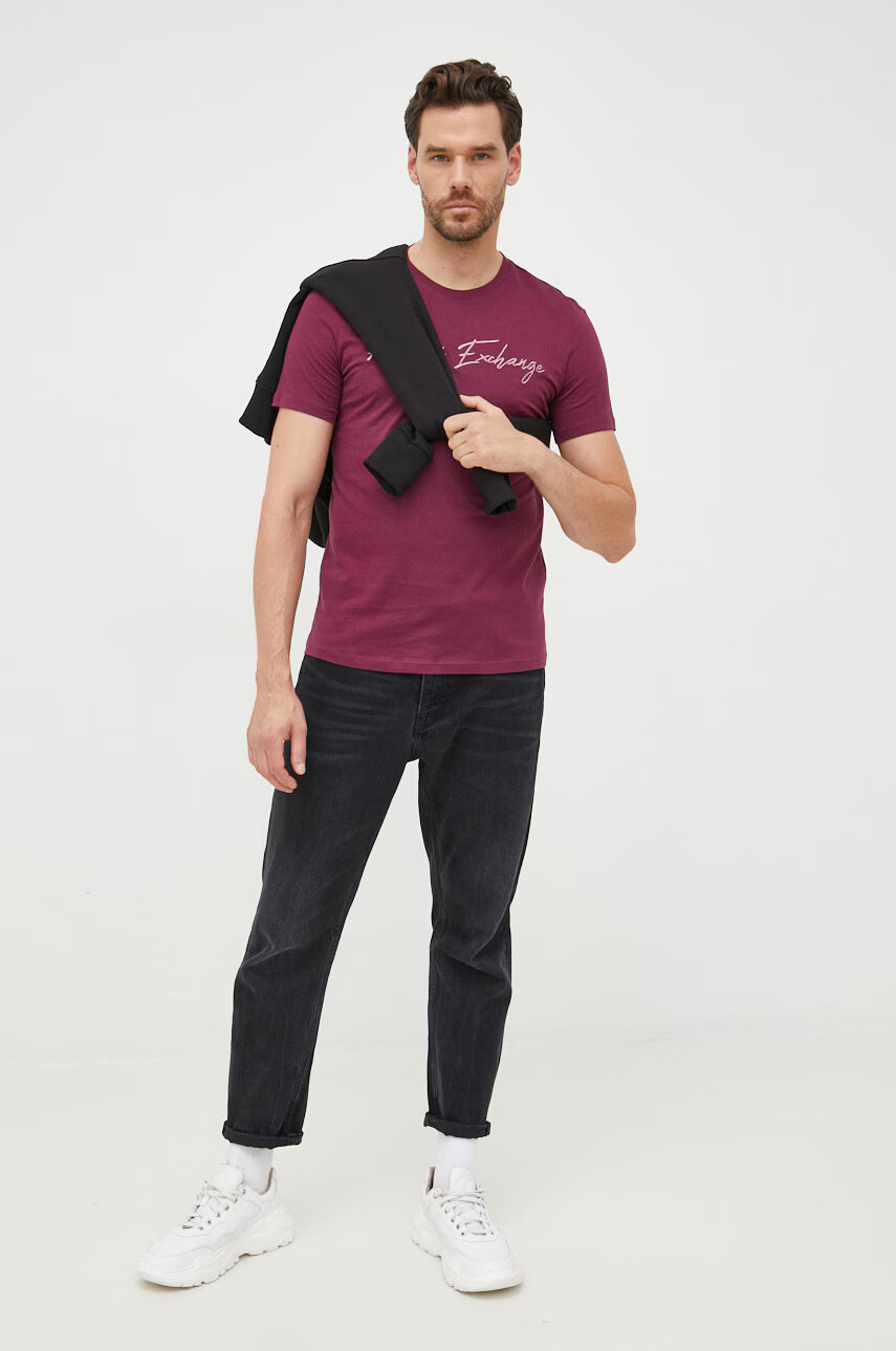 Armani Exchange Памучна тениска в бяло - Pepit.bg
