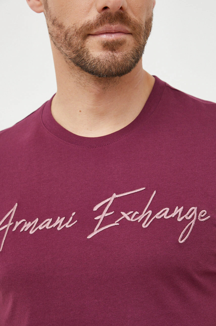 Armani Exchange Памучна тениска в розово - Pepit.bg