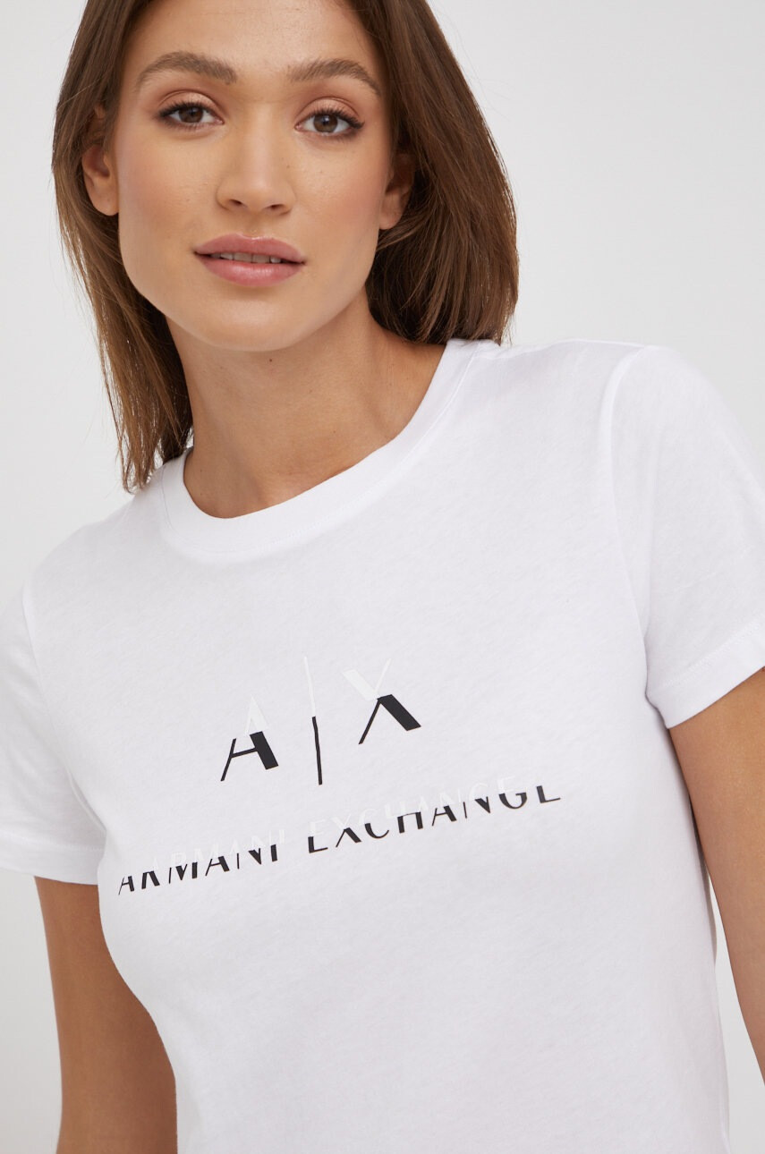 Armani Exchange Памучна тениска в бяло - Pepit.bg