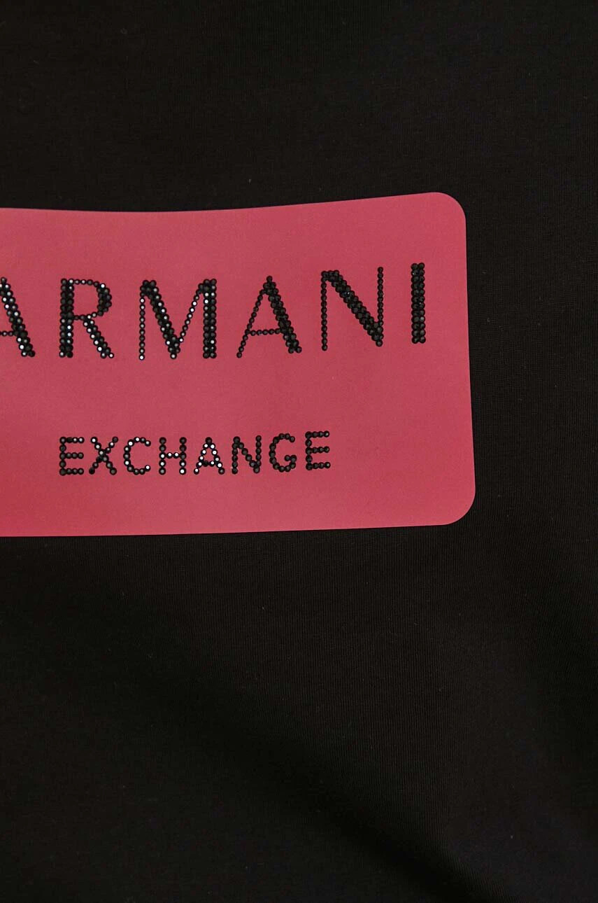 Armani Exchange Памучна тениска в черно - Pepit.bg