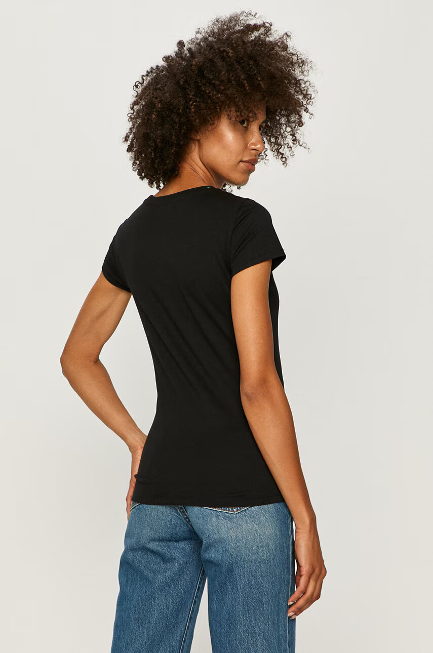 Armani Exchange Памучна тениска в черно - Pepit.bg