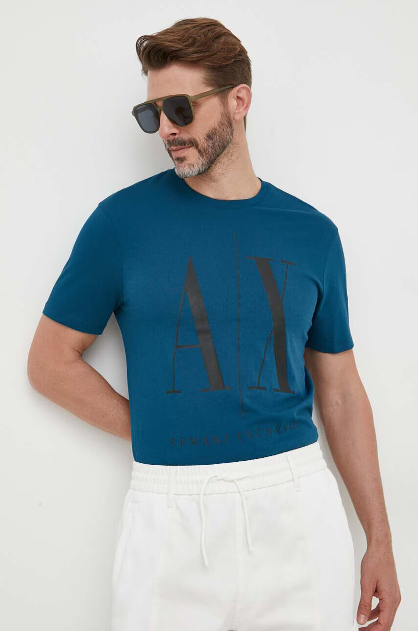 Armani Exchange Памучна тениска с принт - Pepit.bg