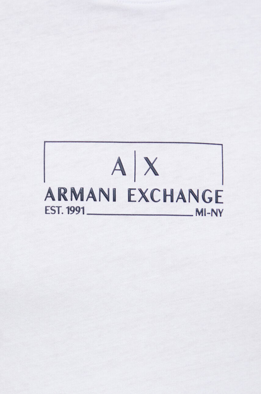 Armani Exchange Памучна тениска в бяло с принт - Pepit.bg