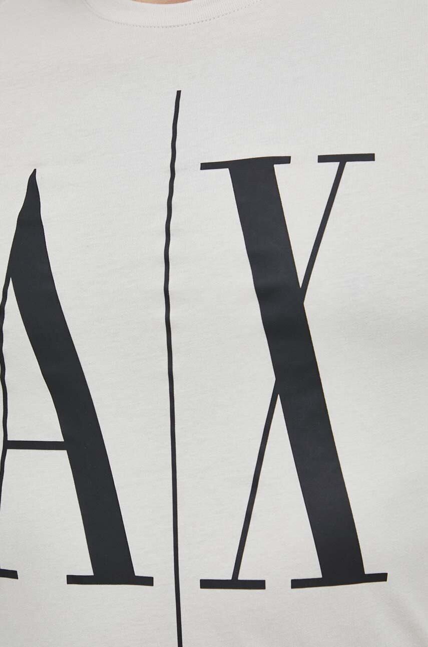 Armani Exchange Памучна тениска в бежово с принт - Pepit.bg