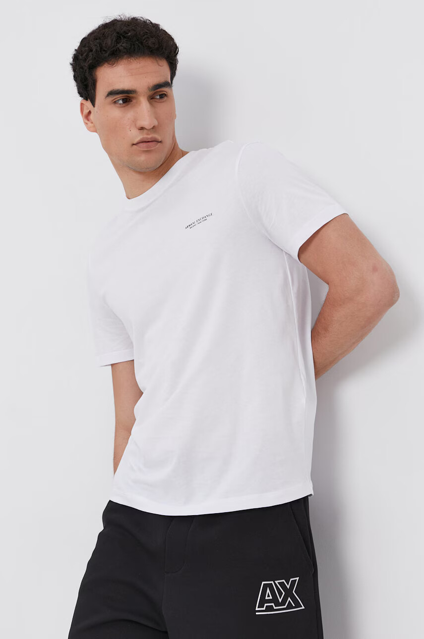 Armani Exchange Памучна тениска в бяло с принт - Pepit.bg