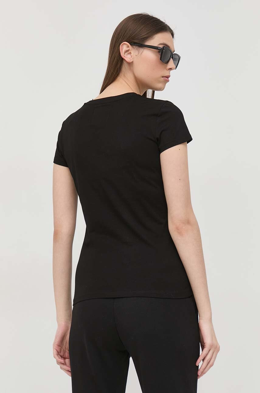 Armani Exchange Памучна тениска в черно - Pepit.bg