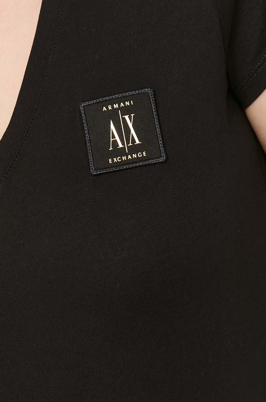 Armani Exchange Памучна тениска в черно - Pepit.bg