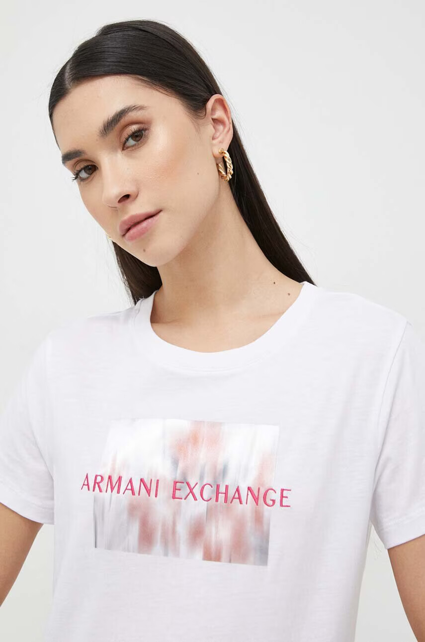 Armani Exchange Памучна тениска в бяло - Pepit.bg