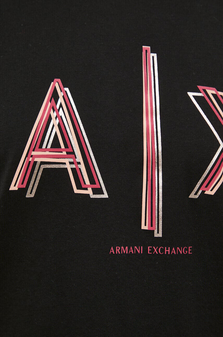 Armani Exchange Памучна тениска в черно - Pepit.bg