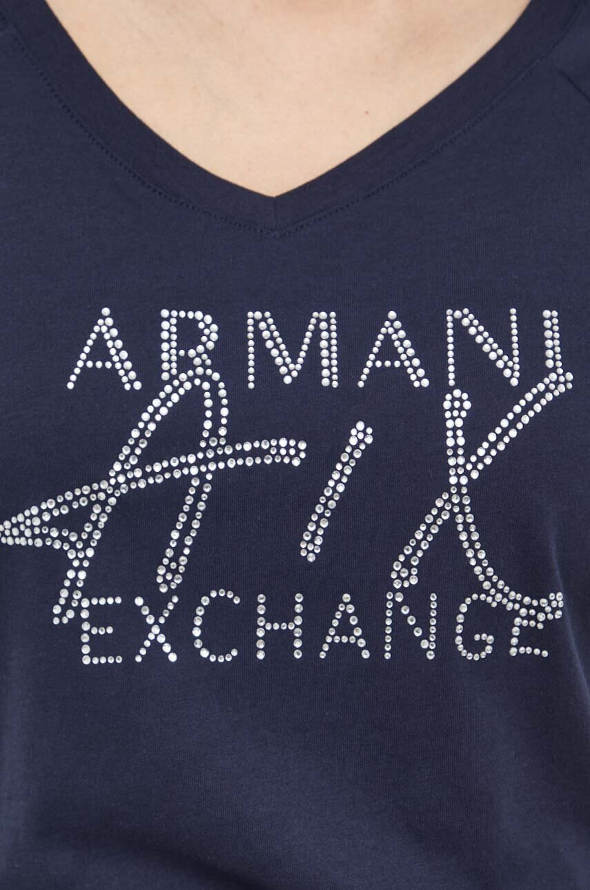 Armani Exchange Памучна тениска в тъмносиньо - Pepit.bg
