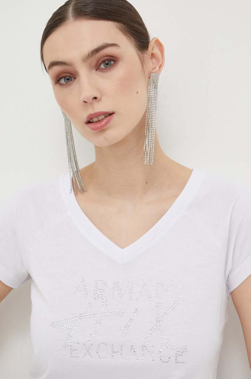 Armani Exchange Памучна тениска в бяло - Pepit.bg