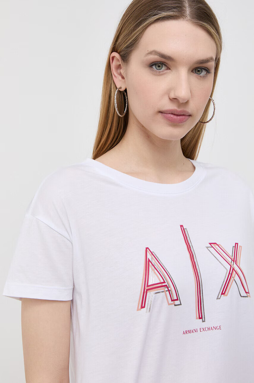 Armani Exchange Памучна тениска в розово - Pepit.bg