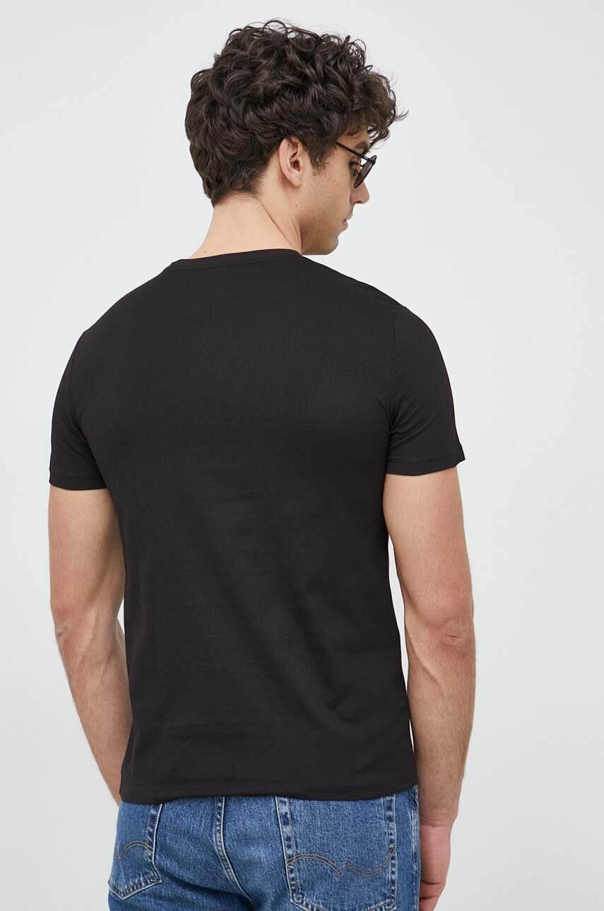 Armani Exchange Памучна тениска в черно с принт - Pepit.bg
