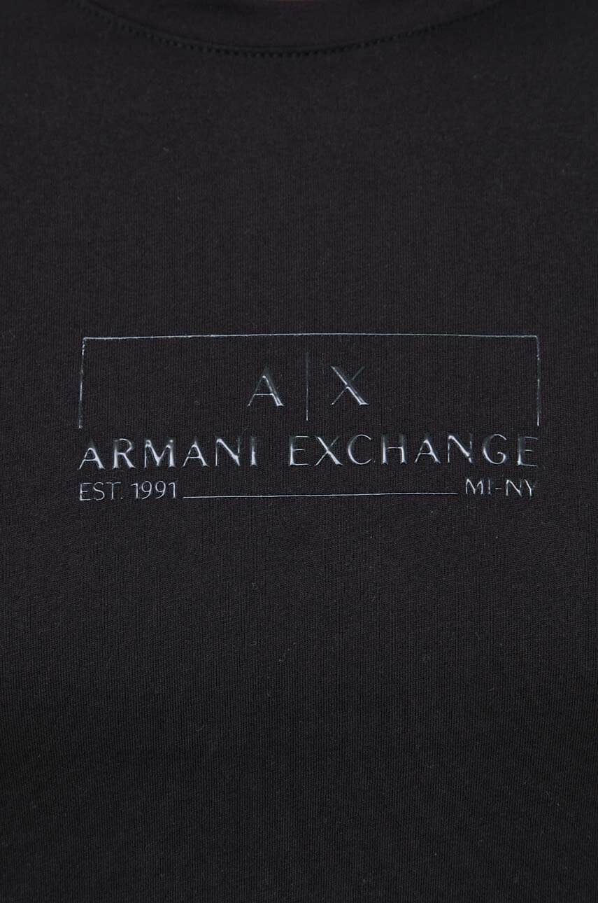 Armani Exchange Памучна тениска в черно с принт - Pepit.bg
