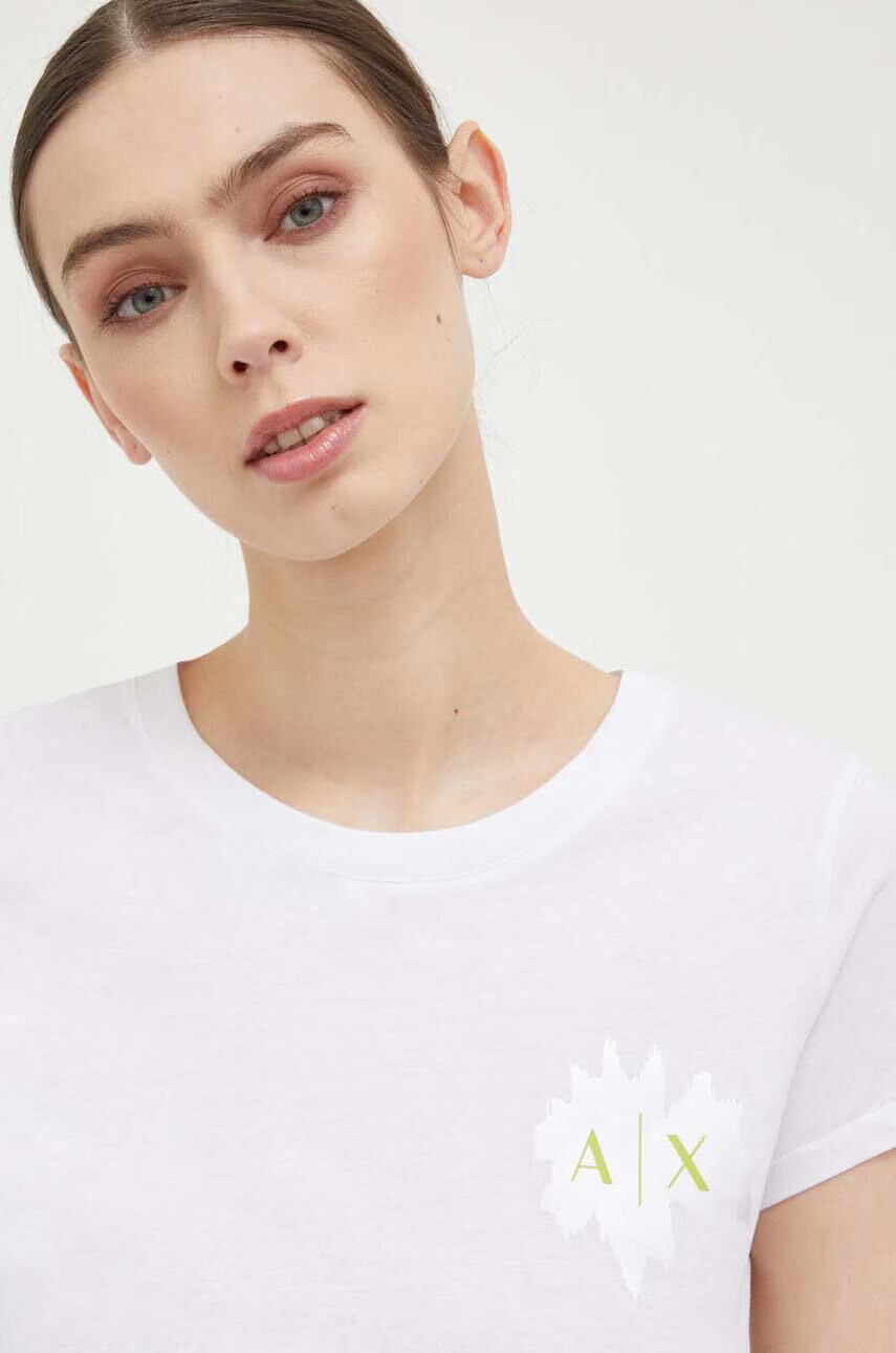 Armani Exchange Памучна тениска в бяло - Pepit.bg
