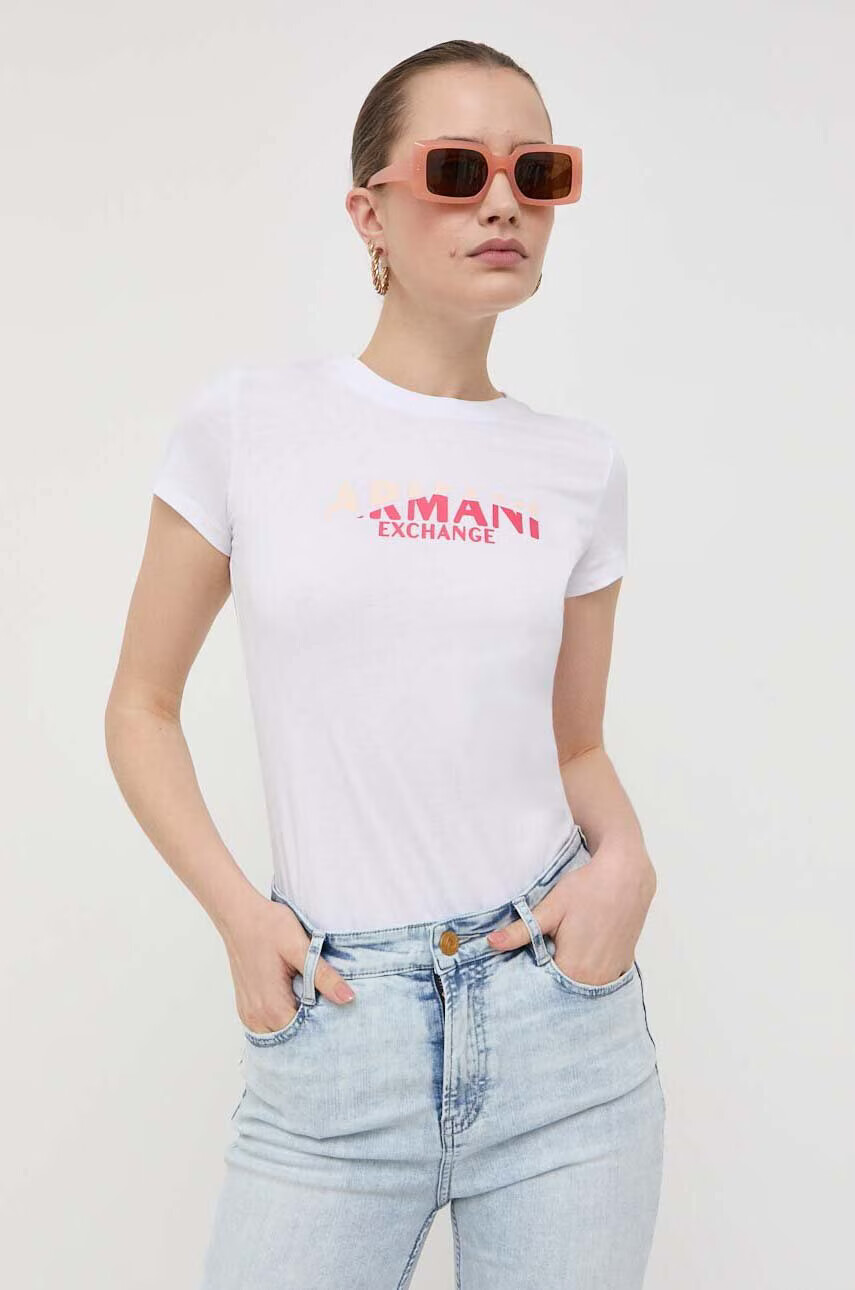 Armani Exchange Памучна тениска в бяло - Pepit.bg