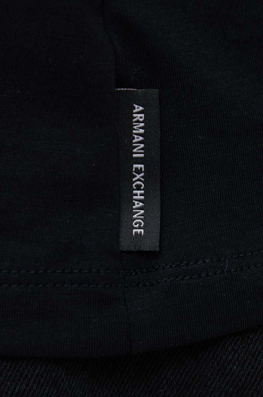 Armani Exchange Памучна тениска в черно - Pepit.bg
