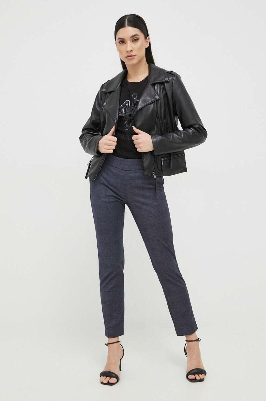 Armani Exchange Памучна тениска в черно - Pepit.bg