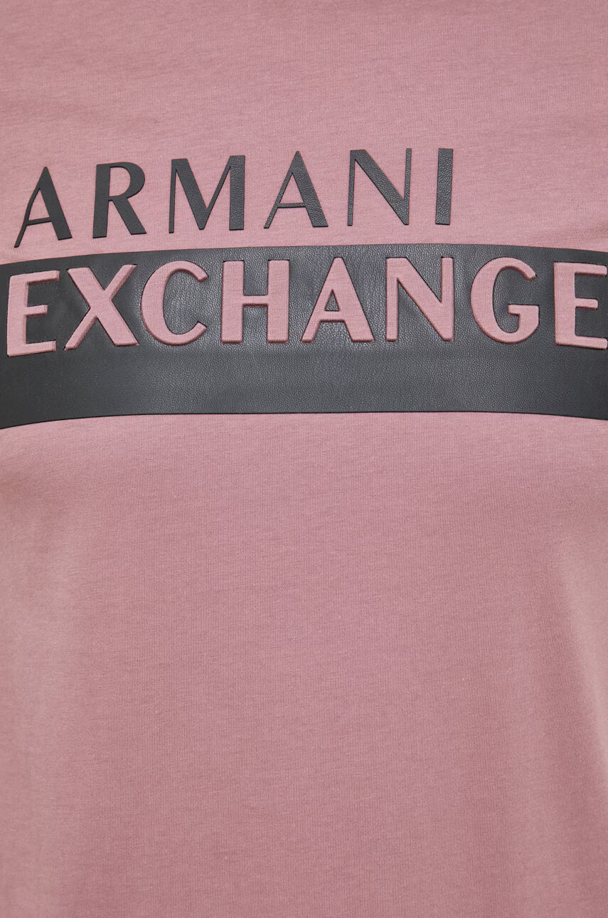 Armani Exchange Памучна тениска в розово - Pepit.bg
