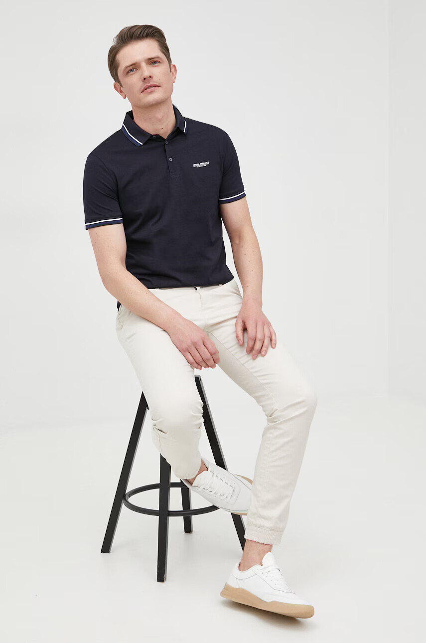 Armani Exchange Памучна тениска с яка - Pepit.bg