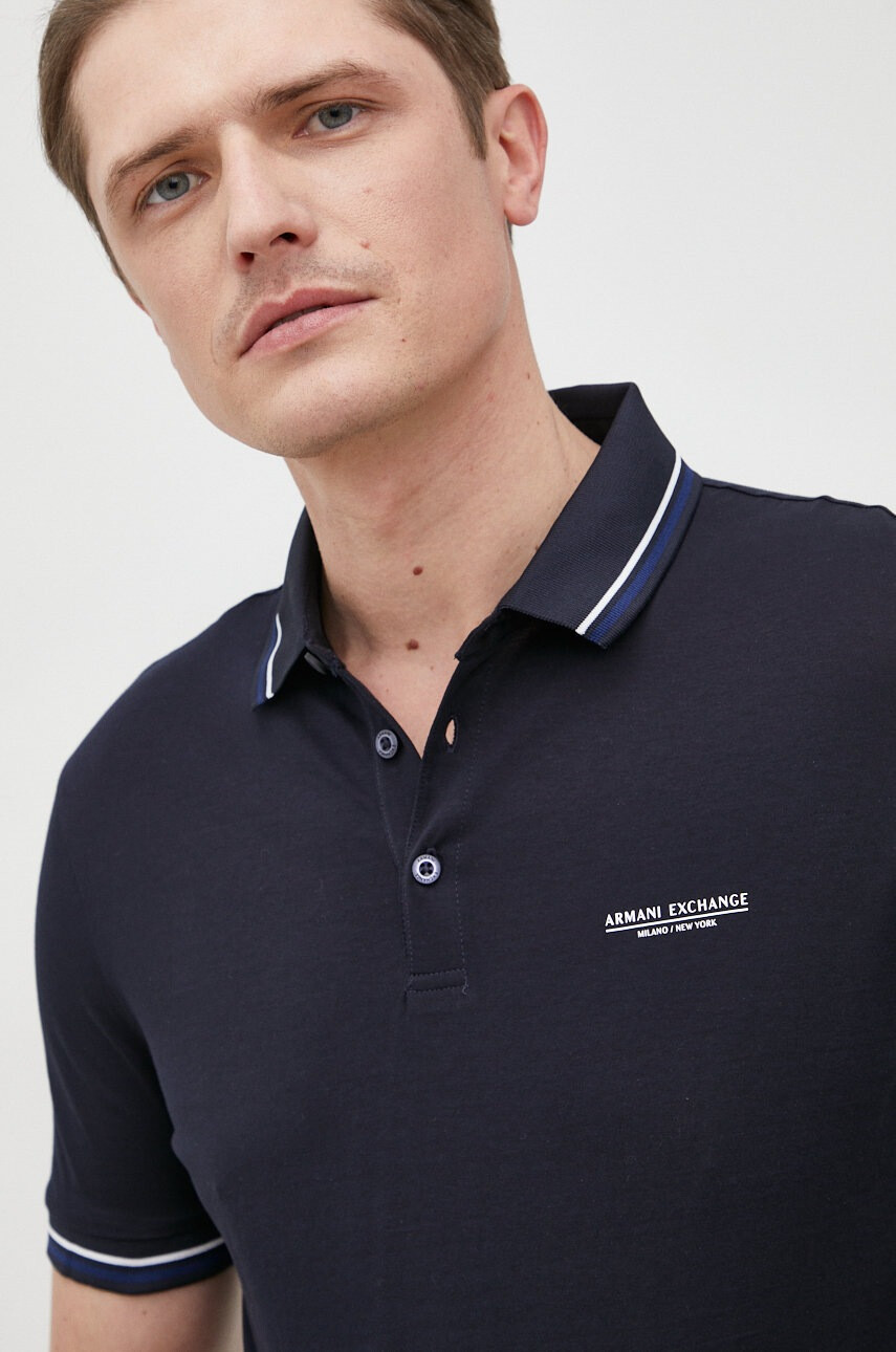 Armani Exchange Памучна тениска с яка - Pepit.bg