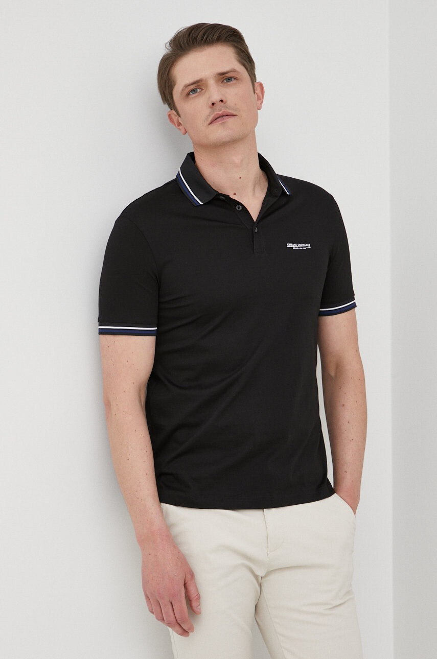 Armani Exchange Памучна тениска с яка - Pepit.bg